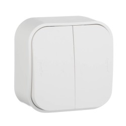 Переключатель двухклавишный на 2 направления Legrand Quteo 10A 250V белый 782206