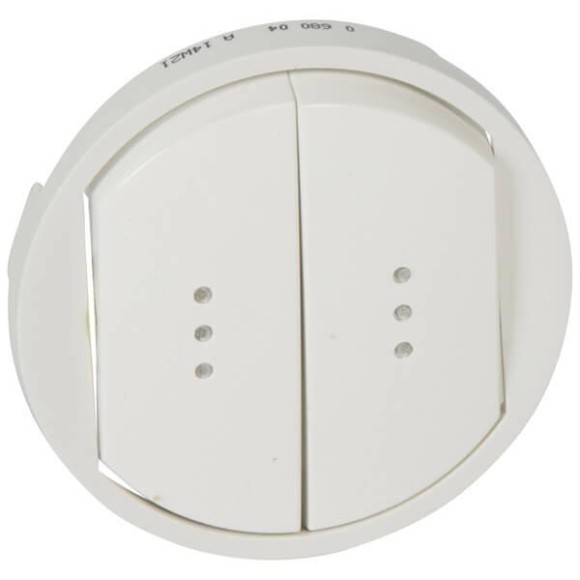 Лицевая панель Legrand Celiane выключателя двухклавишного с подсветкой белая 068004