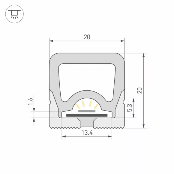 Силиконовый профиль Arlight WPH-FLEX-2020-TOP-S13-5m WHITE (Силикон) 062404