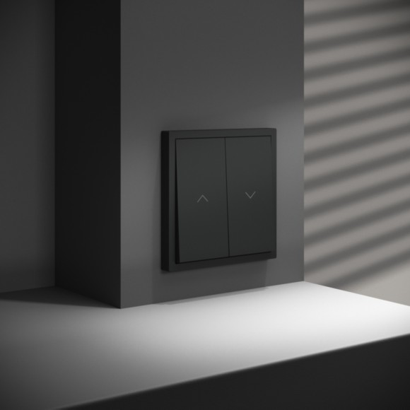 Выключатель встраиваемый Voltum S70 для жалюзи 10А, (черный матовый) VLS020708