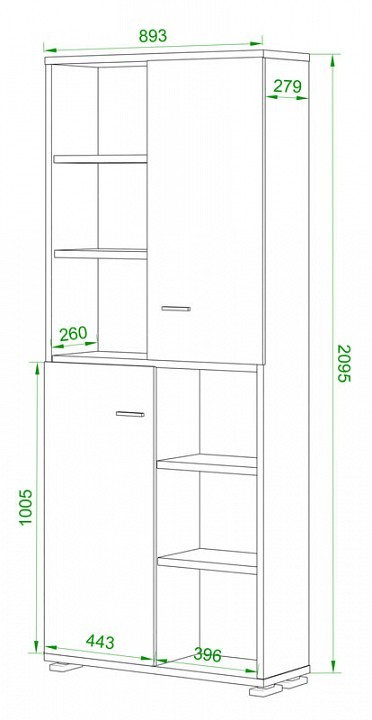 Стеллаж комбинированный Домино нельсон ПУ-30-2 MER_PU-30-2_BEN