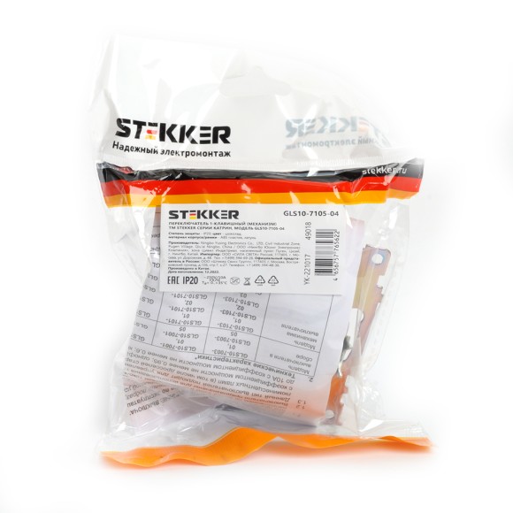 Переключатель 1-клавишный Stekker Катрин GLS10-7105-04 49018