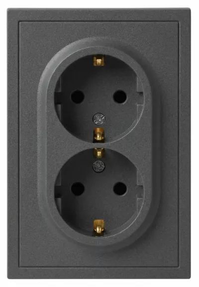 Розетка Эра Galaxy 15-2104-06 с заземлением двойная 2X2P+E Schuko 16А-250В IP20 графит Б0070687