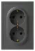 Розетка Эра Galaxy 15-2104-06 с заземлением двойная 2X2P+E Schuko 16А-250В IP20 графит Б0070687