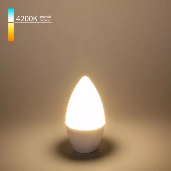 Лампа светодиодная Elektrostandard E14 6W 4200K свеча матовая 4690389051210, Нейтральный белый, Германия