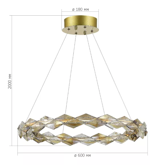 Подвесной светильник ST Luce Diamanta SL6009.203.01, Золото, Янтарный, Теплый белый, декоративные элементы крупным планом Подвесной светильник ST Luce Diamanta SL6009.203.01, Золото, Янтарный, Теплый белый, декоративные элементы крупным планом