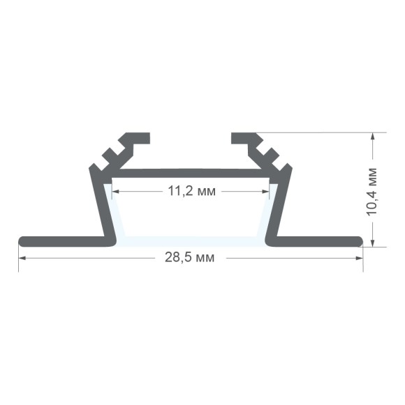 Профиль угловой накладной Apeyron ширина ленты до 10мм (рассеиватель, заглушки - 2шт) 08-07-ЧБ