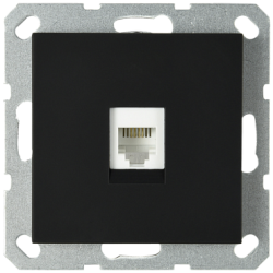 Интернет розетка Jasmart разъем RJ45 с накладкой черный матовый (soft touch) G6105PB