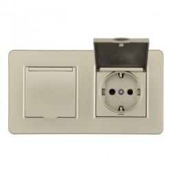 Розетка двойная (двухпостовая) с/з и шторками Arte Milano SET16-2-41-1x2 shampan