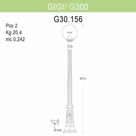 Уличный фонарь Fumagalli Gigi/G300 G30.156.000.BYE27, Бронза, Опал, Композит Уличный фонарь Fumagalli Gigi/G300 G30.156.000.BYE27, Бронза, Опал, Композит