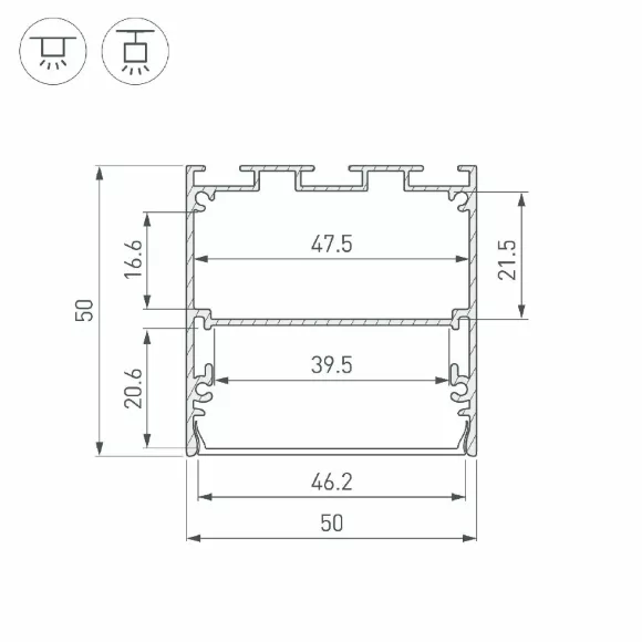 Алюминиевый профиль Arlight LINE-S-5050-2500 WHITE 041843 Алюминиевый профиль Arlight LINE-S-5050-2500 WHITE 041843