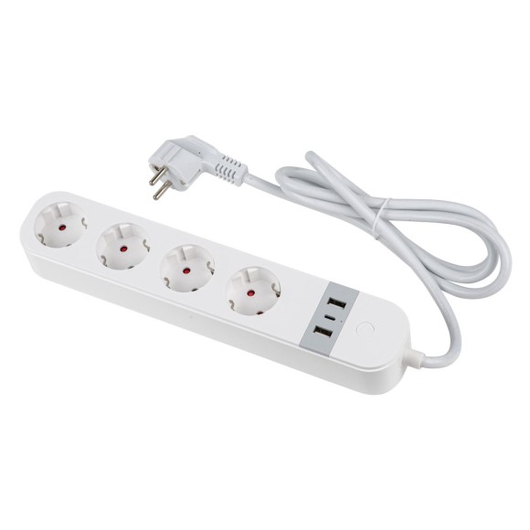 Умный сетевой фильтр Uniel UL-00011386 Wi-Fi. 1.8м Пвс 3х1.5. 4 гнезда. с-з. 2USB+Type-C 5В 3A 16A 3680Вт P-GCL4-1,8 A201/UC/WF WHITE