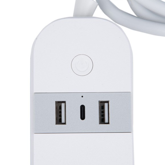 Умный сетевой фильтр Uniel UL-00011386 Wi-Fi. 1.8м Пвс 3х1.5. 4 гнезда. с-з. 2USB+Type-C 5В 3A 16A 3680Вт P-GCL4-1,8 A201/UC/WF WHITE