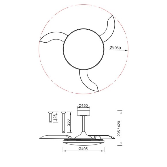 Люстра-вентилятор Mantra Slim Fan 9055