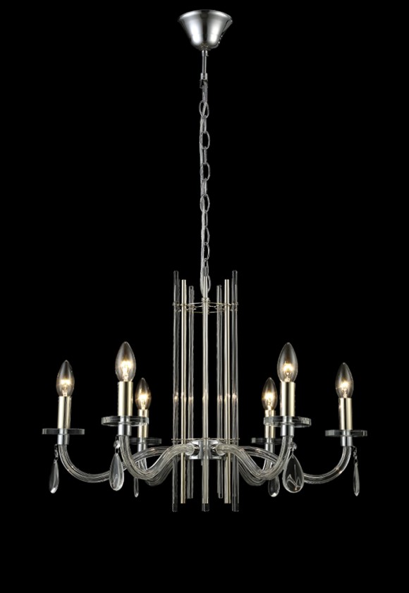 Подвесная люстра Crystal Lux AURELIO SP6 GOLD+CHROME/TRANSPARENT