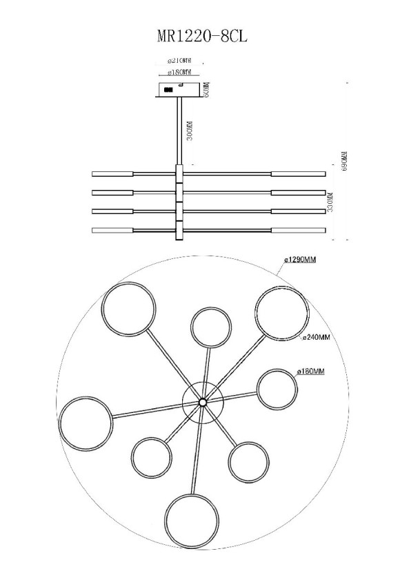 Люстра на штанге MyFar Eva MR1220-8CL
