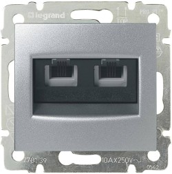 Розетка телефонная 2хRJ11 Legrand Valena алюминий 770139