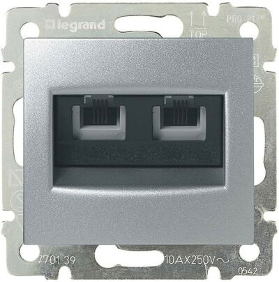 Розетка телефонная 2хRJ11 Legrand Valena алюминий 770139