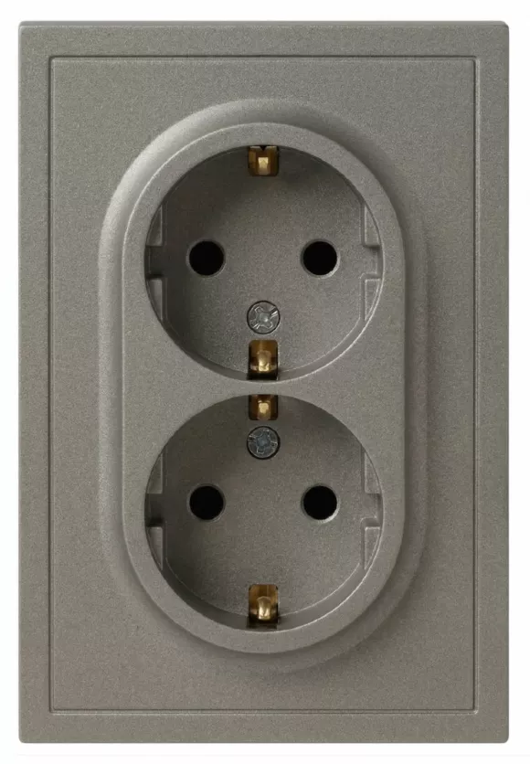 Розетка Эра Galaxy 15-2104-07 с заземлением двойная 2X2P+E Schuko 16А-250В IP20 титан Б0070689