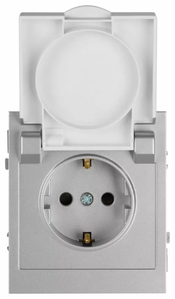 Розетка Эра Arktik 16-2103-03 с заземлением 2P+E Schuko со шторками с крышкой 16А-250В алюминий Б0070436, Серебро, Пластик, Россия Розетка Эра Arktik 16-2103-03 с заземлением 2P+E Schuko со шторками с крышкой 16А-250В алюминий Б0070436, Серебро, Пластик, Россия
