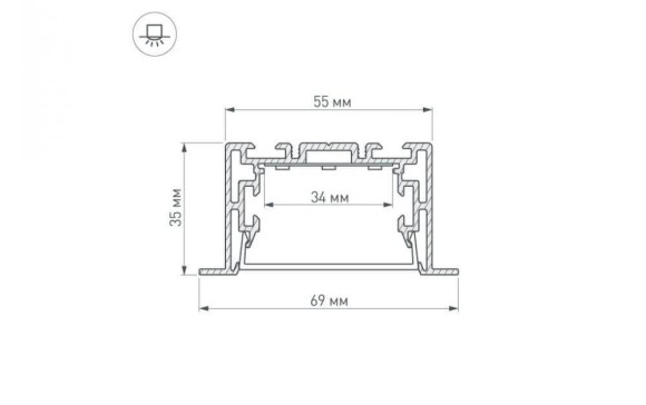 Профиль с экраном Arlight S2-LINIA69-F-2500 ANOD+OPAL 021177