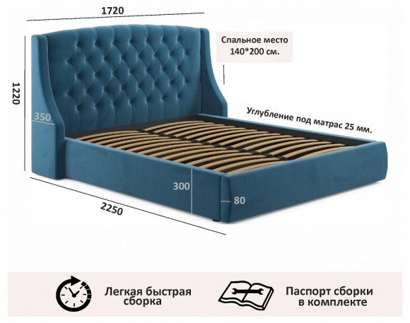 Кровать полутораспальная Стефани с матрасом PROMO B COCOS 2000x1400 NMB_TE-00002599