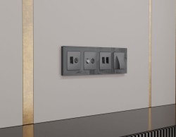 Комплект механизма розетки TV оконечной + SAT 5-862MHz 3.5dB/950-2150MHz 3.5dB Alfa Антрацит серый Quant Ambrella Volt MA663310 (AP6633, VM217)