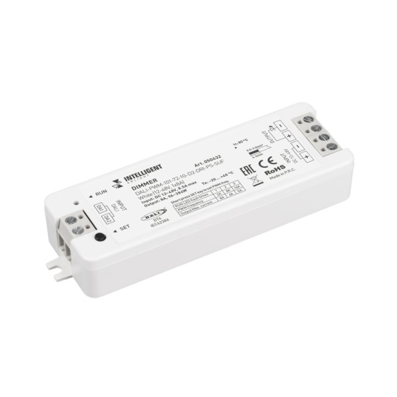 Одноканальный диммер для светодиодной ленты Arlight DALI-PWM-101-72-1G-D2-DRI-PS-SUF White (12-48V, 1x8A) (IARL, IP20 Пластик) 050432