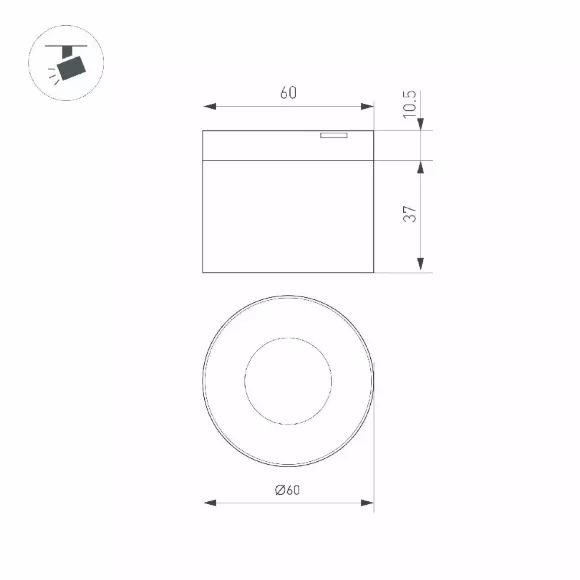 Трековый магнитный светильник Arlight MAG-MICROCOSM-POINT-R60-5W Warm3000 (BK, 36 deg, 24V) 043256, Теплый белый, Современный