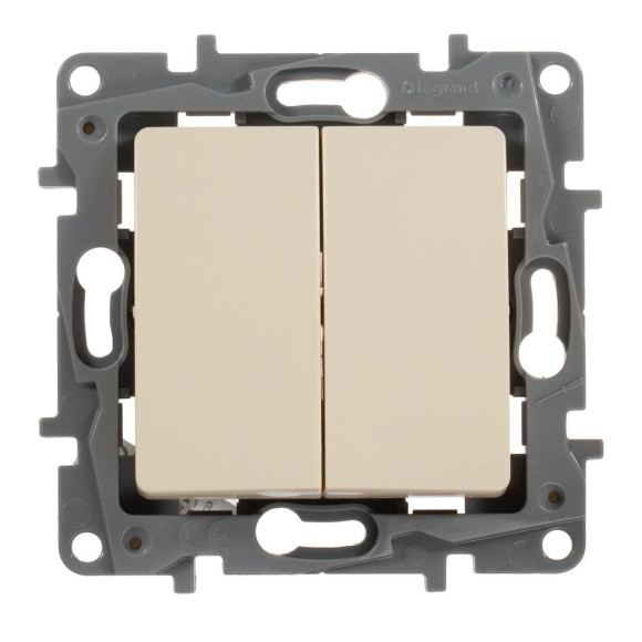 Выключатель двухклавишный Legrand Etika 10A 250V белый 672202