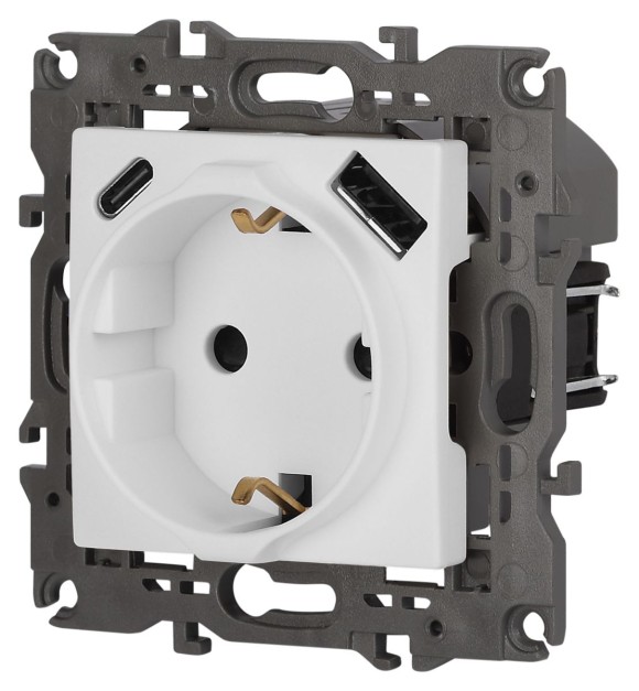 Розетка со шторками с USB type-A+C Эра Elegance 14-4108-01М Б0067710