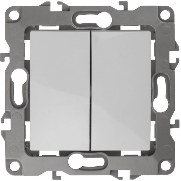 Выключатель двухклавишный ЭРА 12 10AX 250V 12-1004-01 Б0014651