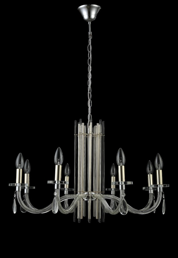 Подвесная люстра Crystal Lux AURELIO SP8 GOLD+CHROME/TRANSPARENT