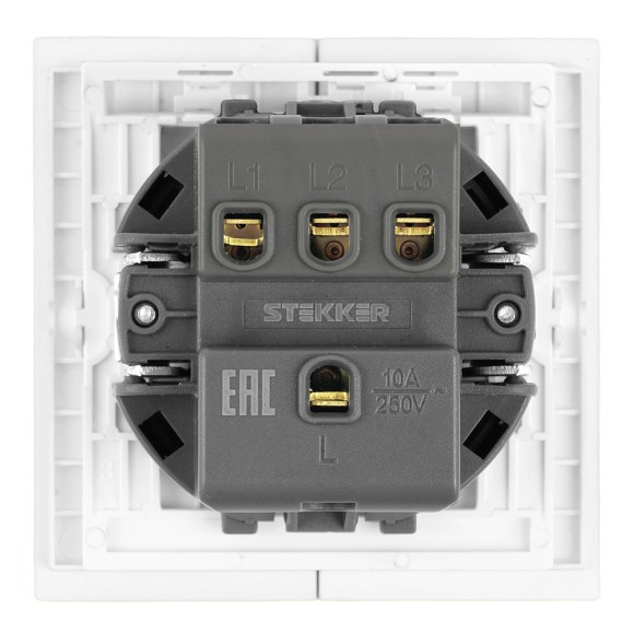 Выключатель 3-клавишный (механизм) Stekker Мия 250В 10А RSW10-3108-01 белая магнолия 50430