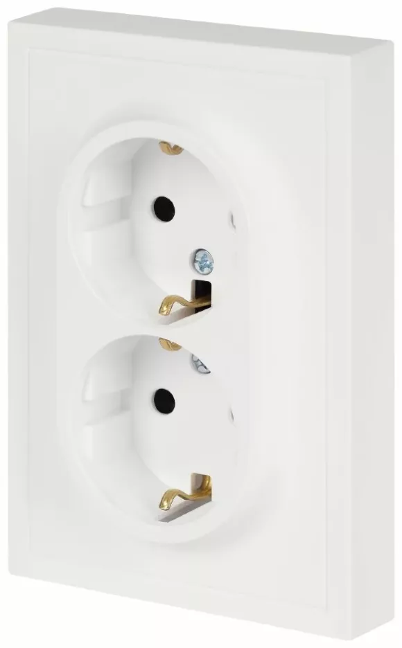 Розетка Эра Galaxy 15-2104-08 с заземлением двойная 2X2P+E Schuko 16А-250В IP20 белый матовый Б0070691