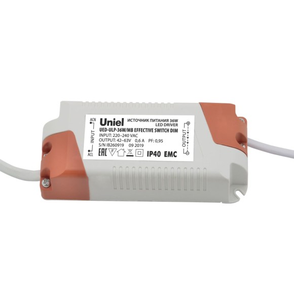 Блок питания диммируемый для светодиодных панелей ULP-36W Uniel UED-ULP-36W/MB EFFECTIVE SWITCH DIM UL-00006491