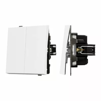 Механизм выключателя двухклавишный непроходной Arlight SWT-TENDO-MK02-PL-WH (230V, 10A) 054058