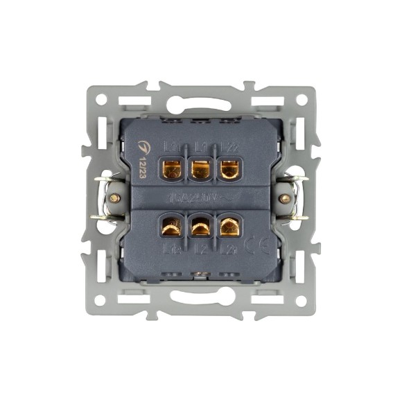 Механизм выключателя двухклавишный проходной Arlight SWT-MKP2-PL-BK (250V, 16A) 043728