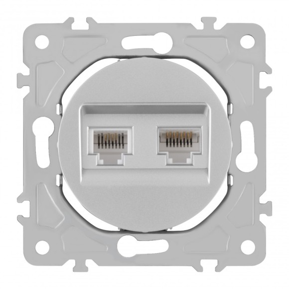 Розетка телефонная RJ11 + компьютерная RJ45 Arte Milano 202.44-1.silver