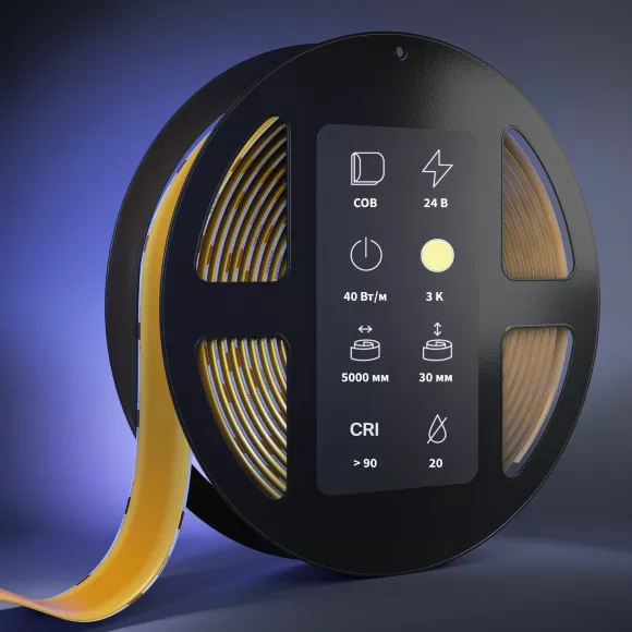 Светодиодная лента Maytoni Led Strip 24В COB 40Вт/м 3000К 5м IP 20 201315, Теплый белый, Германия Светодиодная лента Maytoni Led Strip 24В COB 40Вт/м 3000К 5м IP 20 201315, Теплый белый, Германия