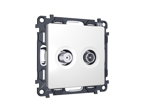 Комплект механизма розетки TV оконечной + SAT 5-862MHz 3.5dB/950-2150MHz 3.5dB Alfa Белый матовый Quant Ambrella Volt MA133310 (AP1333, VM217)