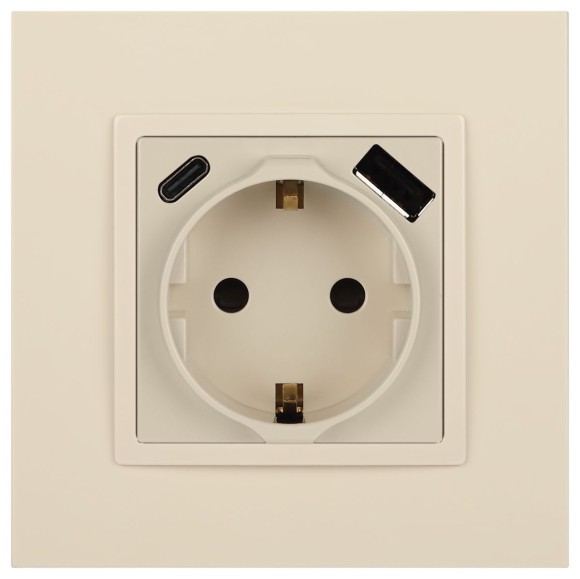 Розетка со шторками с USB type-A+C Эра Elegance 14-4108-02 Б0067725
