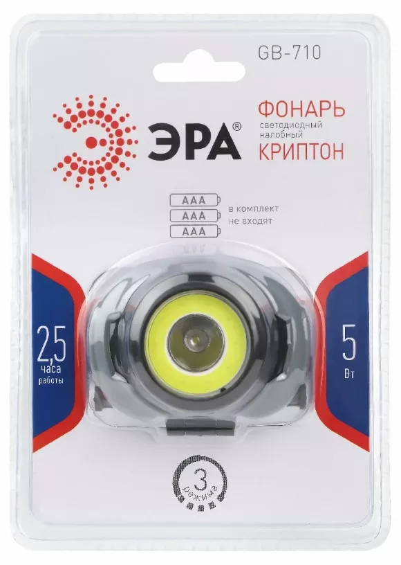 Фонарь налобный Криптон на батарейках Эра GB-710 Б0052752