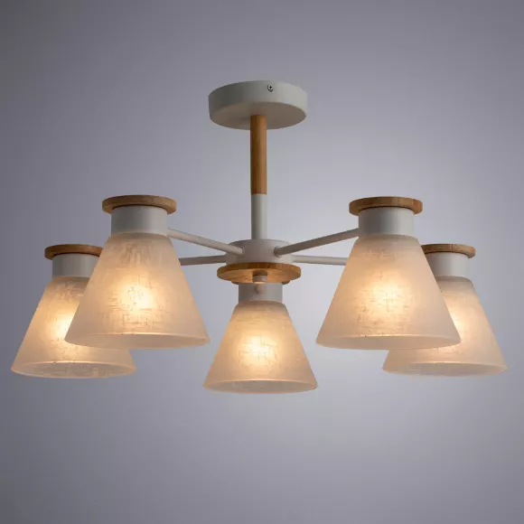 Люстра на штанге Arte Lamp Tyler A1031PL-5WH, Белый, Металл, Стекло, декоративные элементы крупным планом Люстра на штанге Arte Lamp Tyler A1031PL-5WH, Белый, Металл, Стекло, декоративные элементы крупным планом