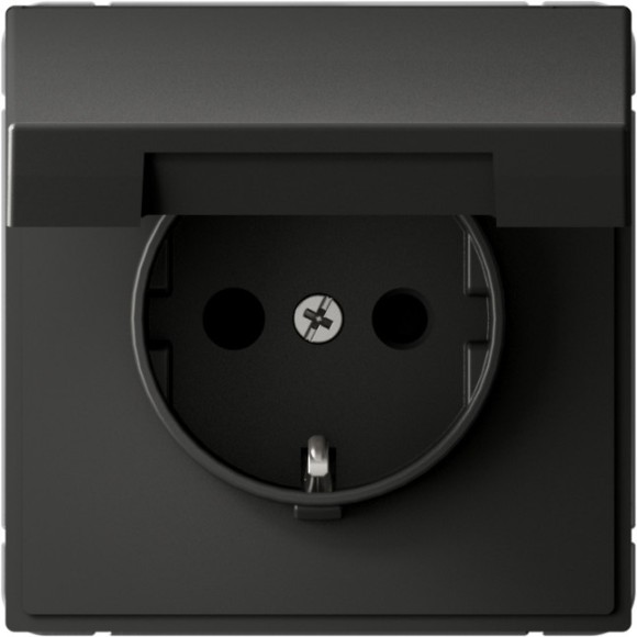 Розетка с заземл. со шторк. с крышк., 16А, IP20, механизм, быстрозажим. клем. Systeme Electric ArtGallery Базальт GAL001446S