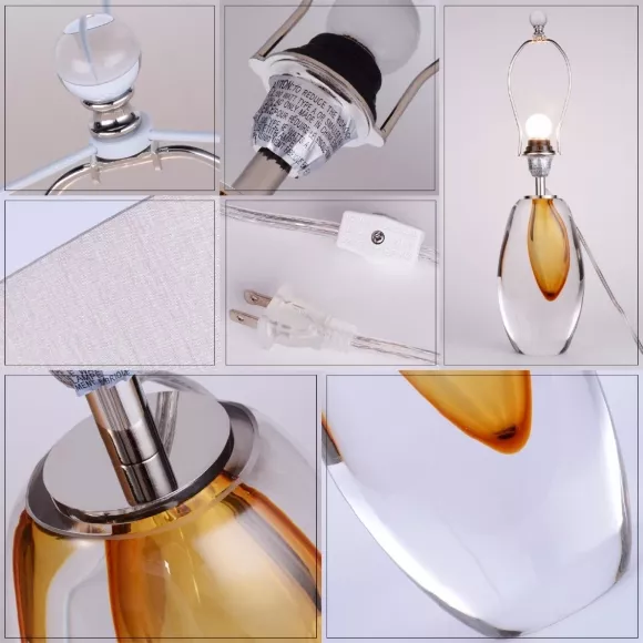 Настольная лампа Delight Collection Crystal Table Lamp BRTL3023, Янтарный, Белый, Стекло, крупный план Настольная лампа Delight Collection Crystal Table Lamp BRTL3023, Янтарный, Белый, Стекло, крупный план