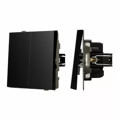 Механизм выключателя двухклавишный непроходной Arlight SWT-TENDO-MK02-PL-BK (230V, 10A) 054059