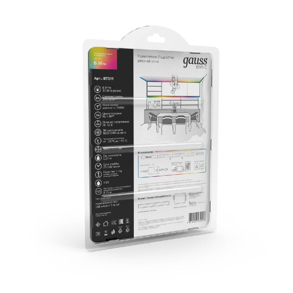 Светодиодная лента Gauss Basic 12В 5050 6Вт/м RGBW 5м IP20 BT011