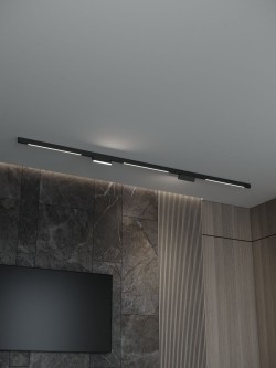 Трековая система со светильниками №6 трехфазная накладная Eldeko (48В, форма - прямая, 3м, 4000K) черная Hesby Lighting HSBL_kompl_E006_NI3B4K