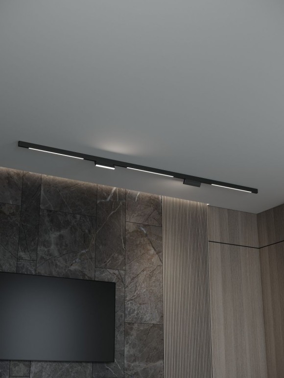 Трековая система со светильниками №6 трехфазная накладная Eldeko (48В, форма - прямая, 3м, 4000K) черная Hesby Lighting HSBL_kompl_E006_NI3B4K